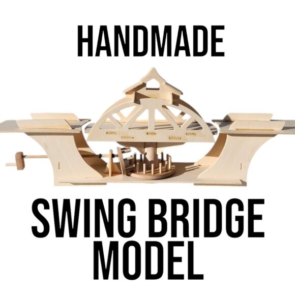 Hand-Built Swing Bridge Model Hand Crank Gears Wooden Wood based on Newcastle-up - Picture 2 of 13